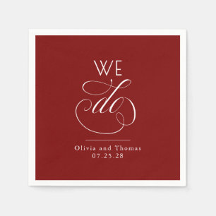 Guardanapo De Papel Tipografia Minimalista Moderna Vermelho Casamento