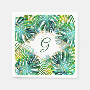 Guardanapo De Papel Tipografia na moda em folha de palmeira tropical
