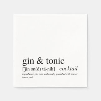 Guardanapo De Papel Tipografia Negra de Cotação Moderna Gin & Tonic