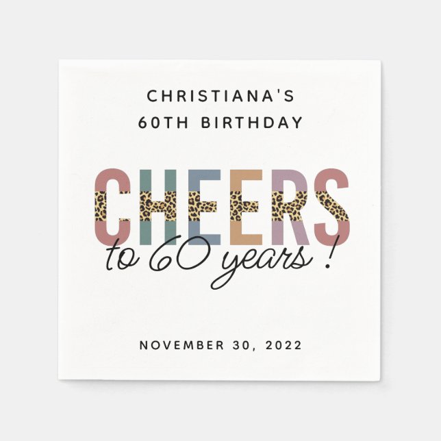 Guardanapo De Papel Tipografia Personalizada Moderna 60º Aniversário d (Frente)