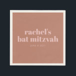 Guardanapo De Papel Tipografia Personalizada Terracotta Pink Bat Mitzv<br><div class="desc">Núcleos modernos e simples personalizados de morcegos mitzvah com tipografia ousada em terracota e rosa.</div>