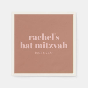 Guardanapo De Papel Tipografia Personalizada Terracotta Pink Bat Mitzv