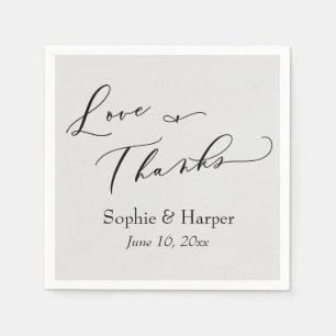 Guardanapo De Papel Tipografia Simples Luxuosa em Script Amor e Gratid