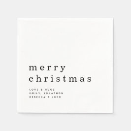 Guardanapo De Papel Tipografia Simples Preta e Branca Feliz Natal