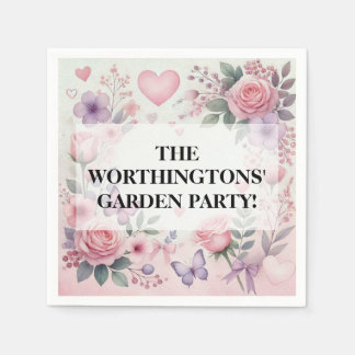 Guardanapo De Papel Tipografia texto floral corações romântico aquarel