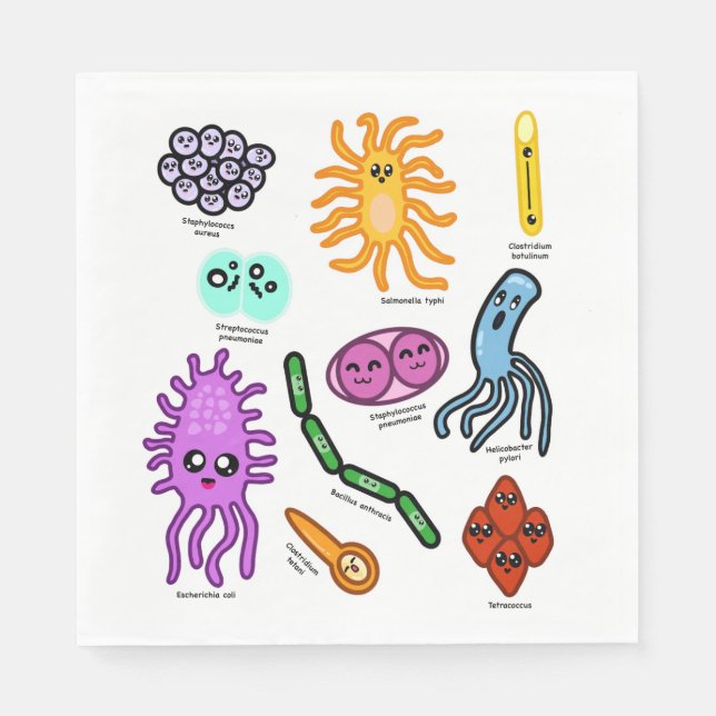 Guardanapo De Papel Tipos De Bactérias (Frente)