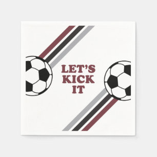 Guardanapo De Papel Tiras Bege de Futebol Vamos Chutar Aniversário