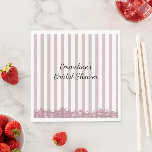 Guardanapo De Papel Tiras Rosa e Renda Chá de Noiva (Insitu)