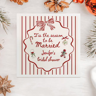 Guardanapo De Papel Tis The Season Hand Drawn Christmas Bridal Shower