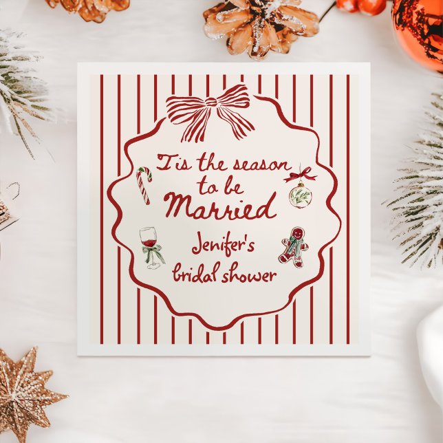 Guardanapo De Papel Tis The Season Hand Drawn Christmas Bridal Shower (Criador carregado)