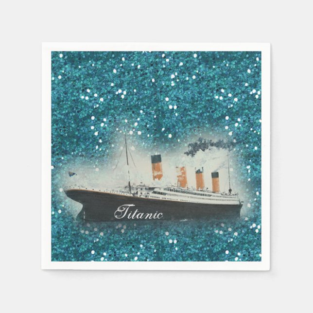 Guardanapo De Papel Titanic Sapphire Glitter White Star Line Ship (Frente)