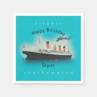 Guardanapo De Papel Titanic Ship Happy Birthday Nome Aqua Teal