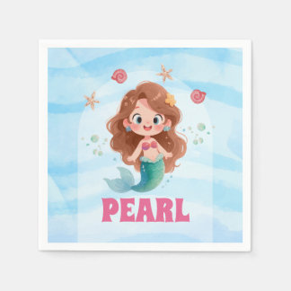 Guardanapo De Papel Toalha de papel de sereia em aquarela debaixo do m