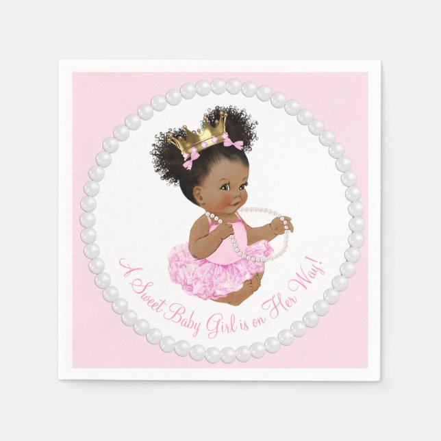 Guardanapo De Papel Toalha de papel para chá de bebê da Princesa Afro- (Frente)
