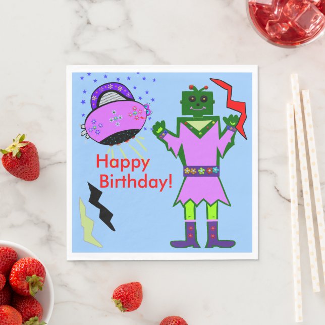 Guardanapo De Papel Toalhas de Aniversário Robô Menina Bonita Espaçona (Insitu)