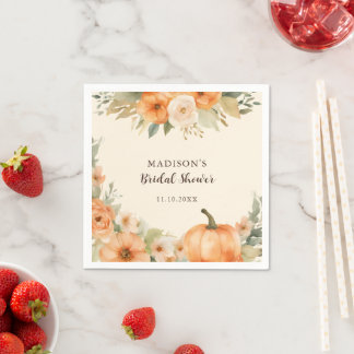 Guardanapo De Papel Toalhas de casamento floral de abóbora aquarela