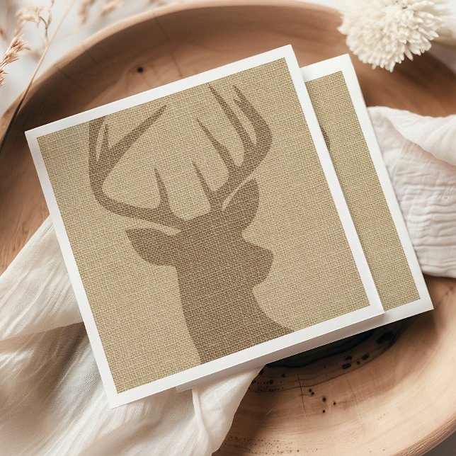 Guardanapo De Papel Toalhas de mesa Rustic Tan Burlap Deer Buck (Criador carregado)