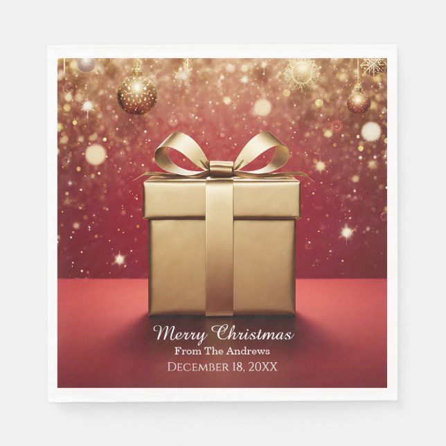 Guardanapo De Papel Toalhas de Natal Presente de Ouro O Verdadeiro Pre (Frente)