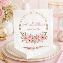 Guardanapo De Papel Toalhas de Natal Rosa Dourado Floral "Ele Ressusci