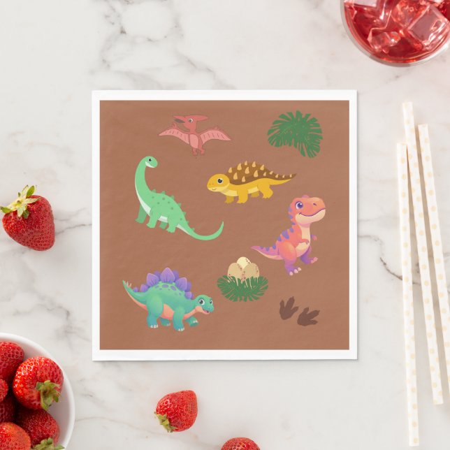 Guardanapo De Papel Toalhetes de Dinossauro Modernos – T-Rex & Amigos  (Insitu)