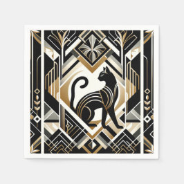 Guardanapo De Papel Toalhetes de Gato Preto Decorativos Abstratos Mode