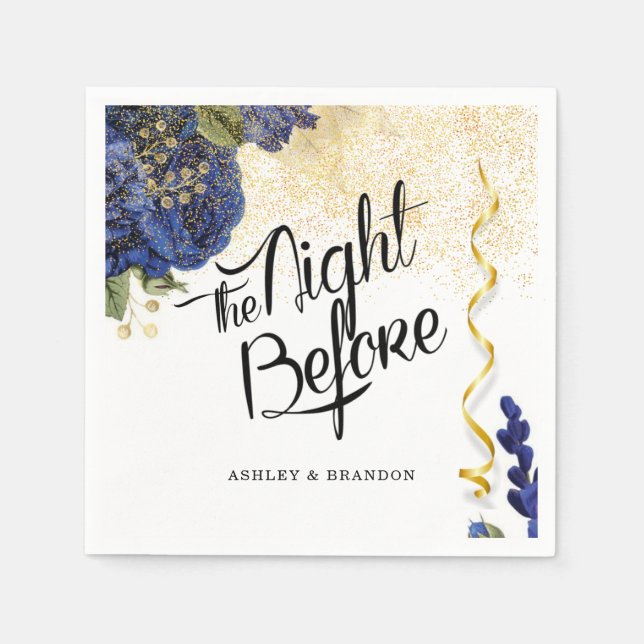 Guardanapo De Papel Toalhetes de Reunião da Noite Anterior Florais Azu (Frente)
