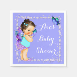 Guardanapo De Papel Toalhetes Lavanda Bebê Menina Princesa Borboleta