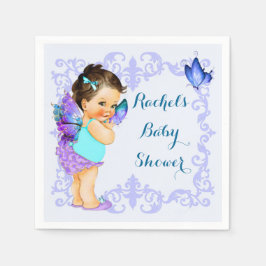 Guardanapo De Papel Toalhetes Lavanda Bebê Princesa Borboleta Menina