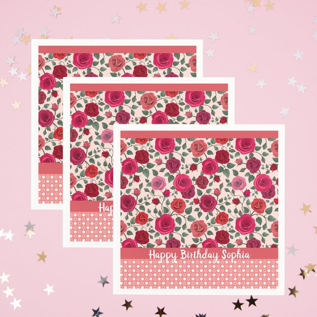 Guardanapo De Papel Toalhetes Pessoalizáveis com Rosas Cor-de-Rosa Suj (Criador carregado)