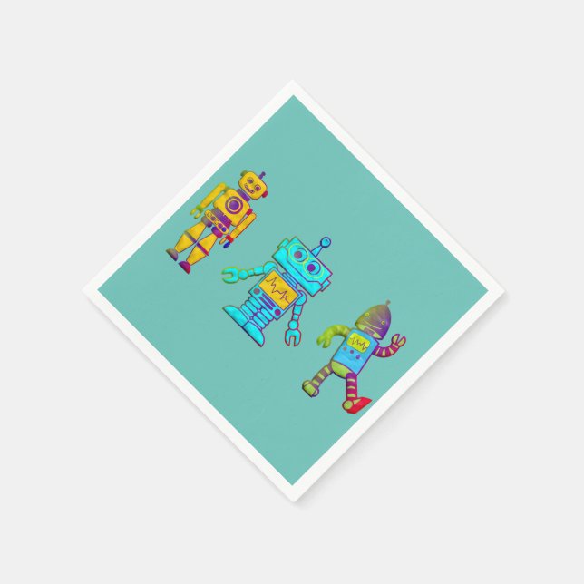 Guardanapo De Papel Toddler Birthday Robot Design (Canto)