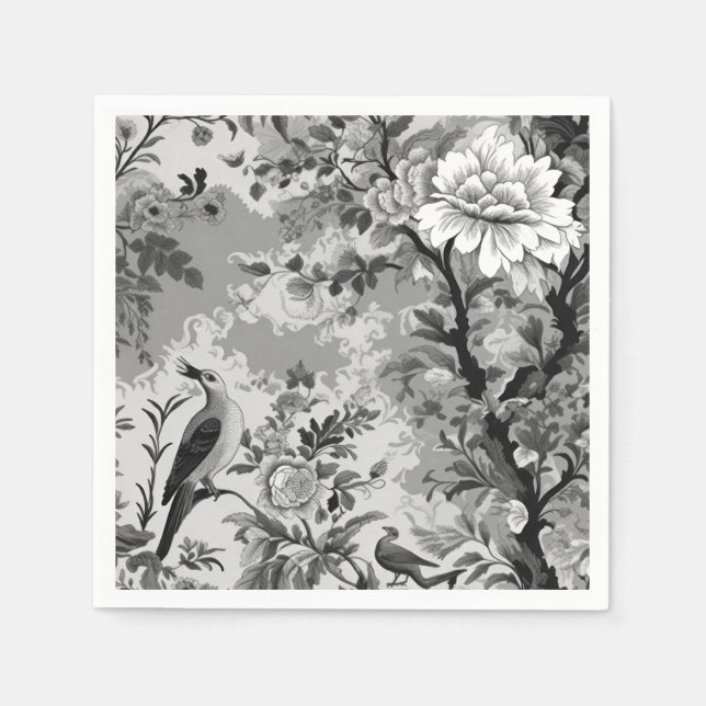 Guardanapo De Papel Toile de Fleur, preto e prateado (Frente)