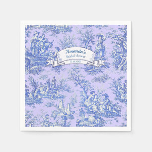 Guardanapo De Papel Toile de Jouy floral azul roxo vintage