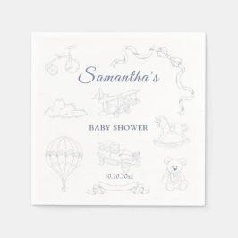 Guardanapo De Papel Toile de Jouy Nursery Baby Shower