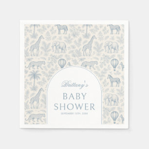 Guardanapo De Papel Toile De Jouy Safari Animal Blue Boy Chá de fralda
