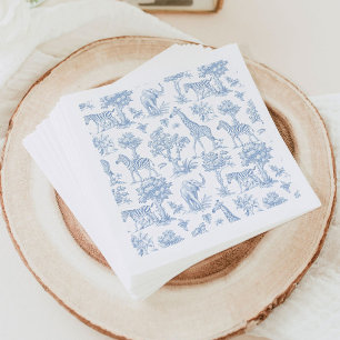 Guardanapo De Papel Toile de Jouy Safari Chá de fraldas azul