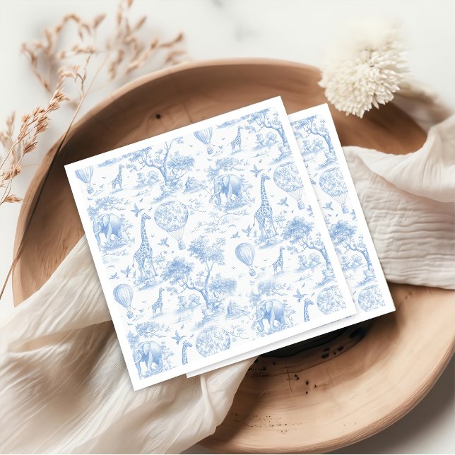 Guardanapo De Papel Toile de Jouy Safari Chá de fraldas Azul Napkins (Criador carregado)