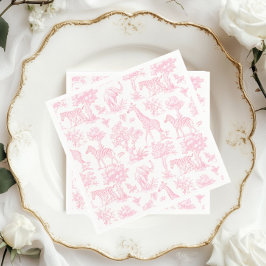 Guardanapo De Papel Toile de Jouy Safari Chá de fraldas rosa
