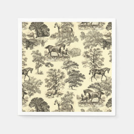 Guardanapo De Papel Toile Elegante Beige Rustic Horses