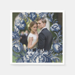 Guardanapo De Papel Toile French Vintage Blue Floral Weding