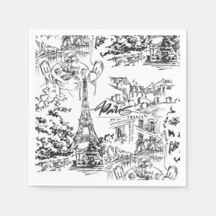 Guardanapo De Papel Toile Torre Eiffel de Paris Negro