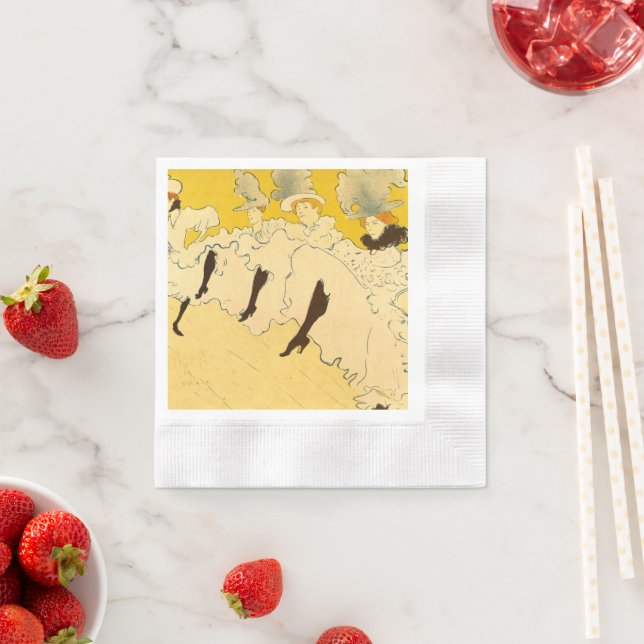 Guardanapo De Papel Tolouse-Lautrec Dancing Girls Yellow Poster Art (Insitu)