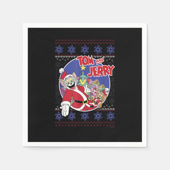 Guardanapo De Papel Tom E Jerry Clássicos De Natal Ugly Sweater_1 (Frente)