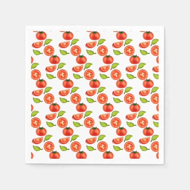 Guardanapo De Papel Tomates E Folhas De Orégãos (Frente)
