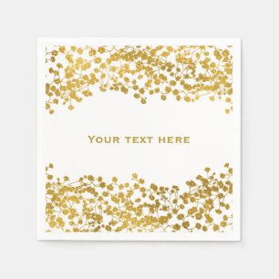 Guardanapo De Papel Tonalidade Dourada Baby's Breath Floral Elegante B