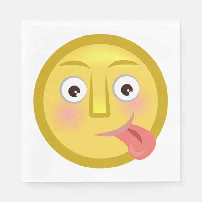 Guardanapo De Papel Tongue Out Emoji Funny Goofy Face (Frente)