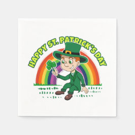 Guardanapo De Papel Toon leprechaun bonito com shamrock e arco-íris