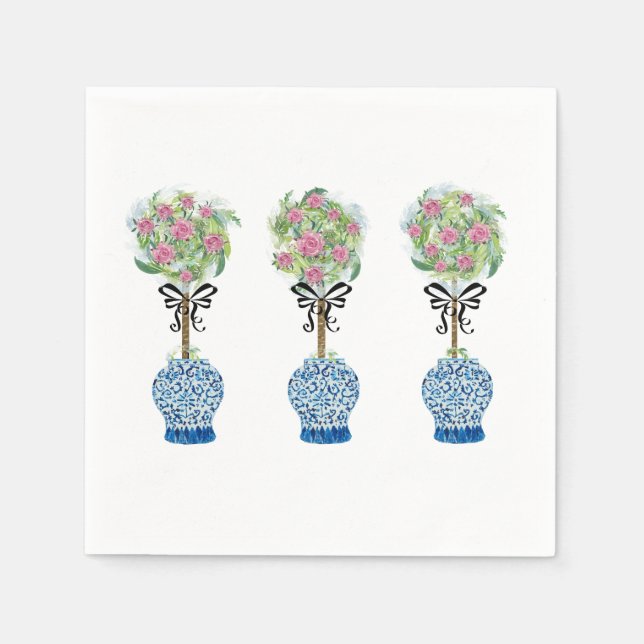 Guardanapo De Papel Tópico, azul e manivela branca (Frente)