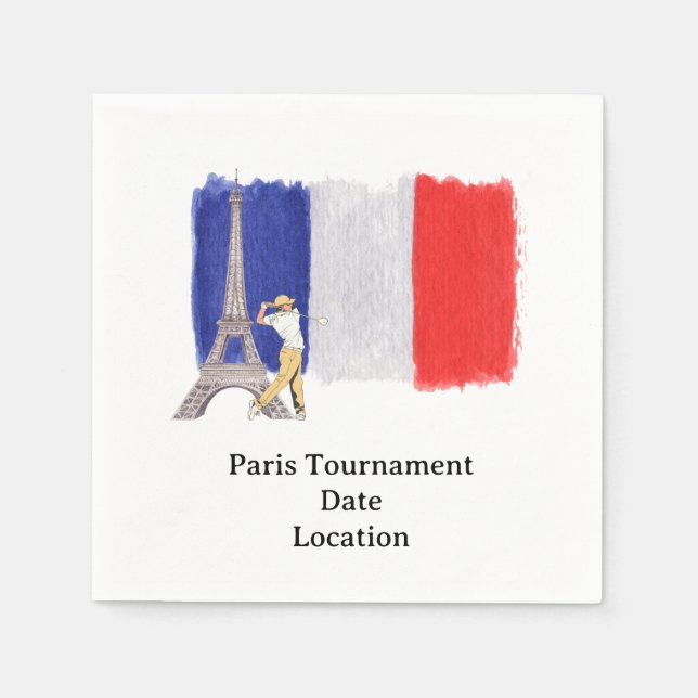Guardanapo De Papel Torre de Golf Eiffel com bandeira de golfe frances (Frente)