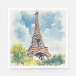 Guardanapo De Papel Torre Eiffel Aquarela Paris França Pintada
