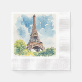 Guardanapo De Papel Torre Eiffel Aquarela Paris França Pintada